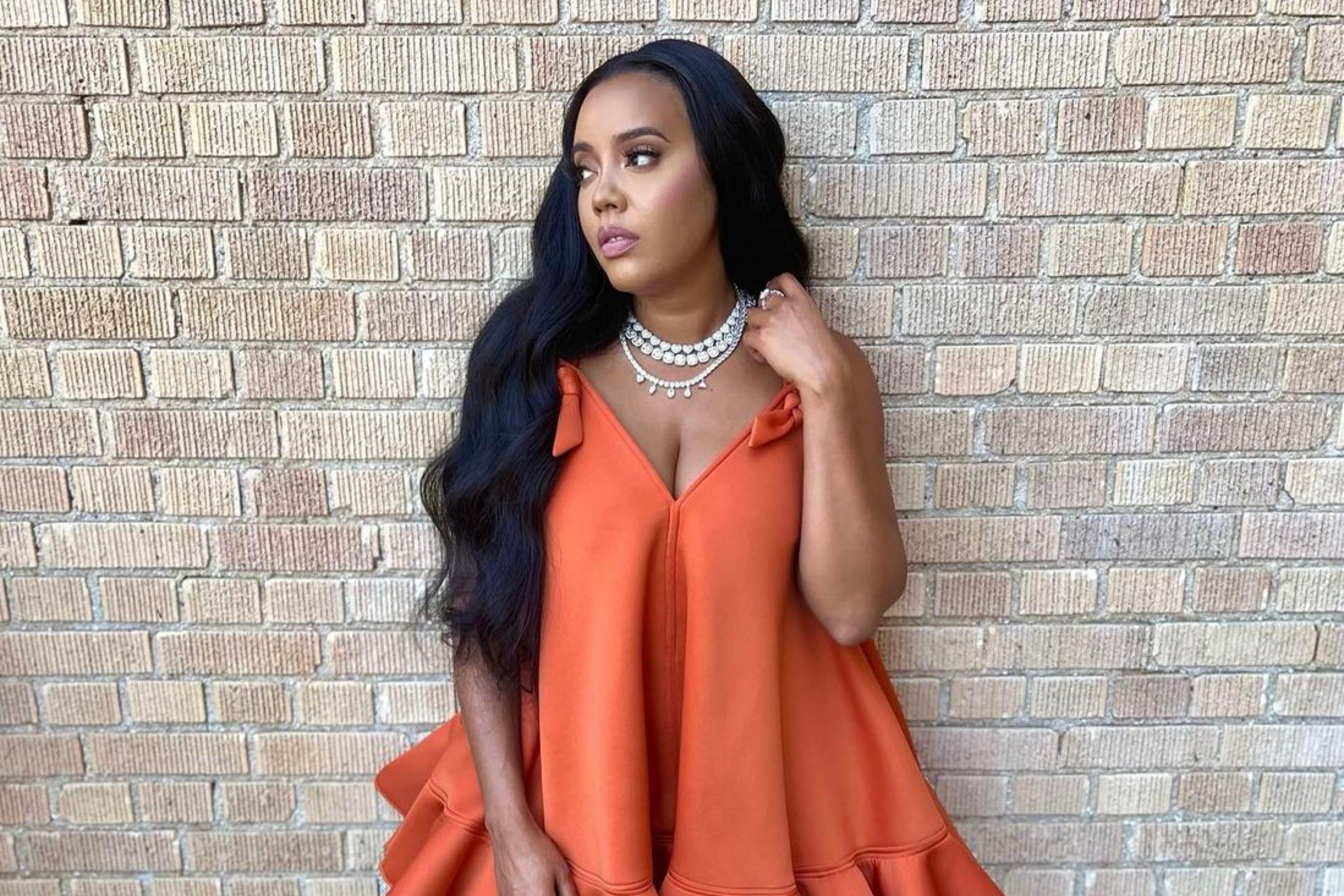 Angela Simmons Kicking it in the Ava Dress