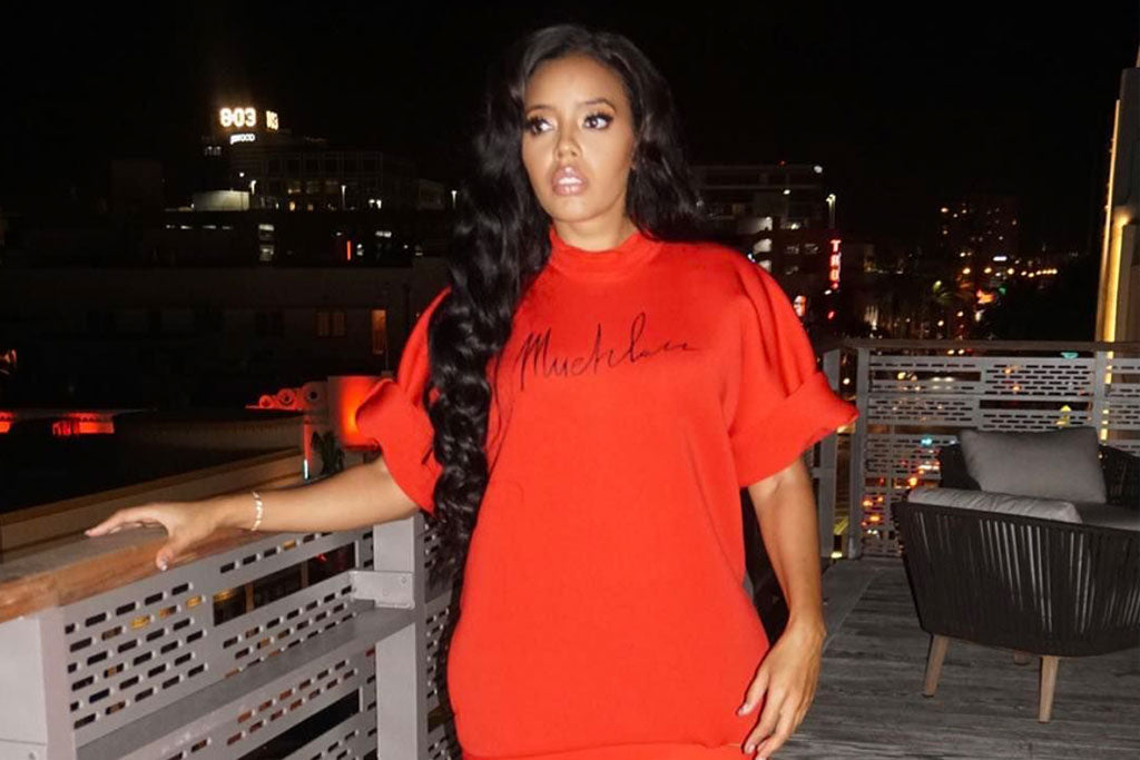 Angela Simmons Flaunts Her Amazing Legs in the Muehleder Sweatshirt