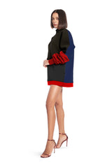 three color womens neoprene sweatshirt dress with pockets